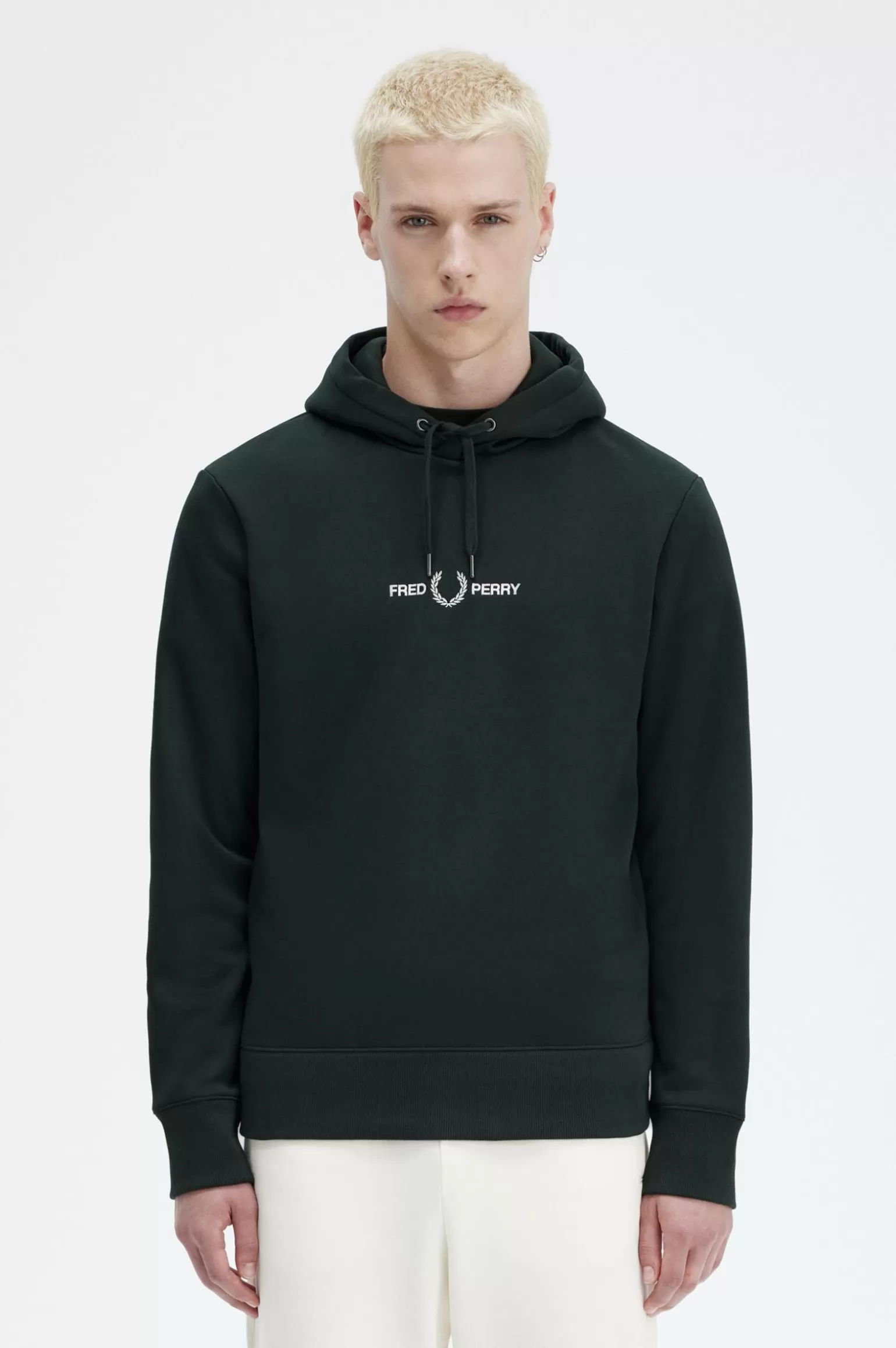 Sweatshirts^Fred Perry Besticktes Kapuzensweatshirt Nachtgrün