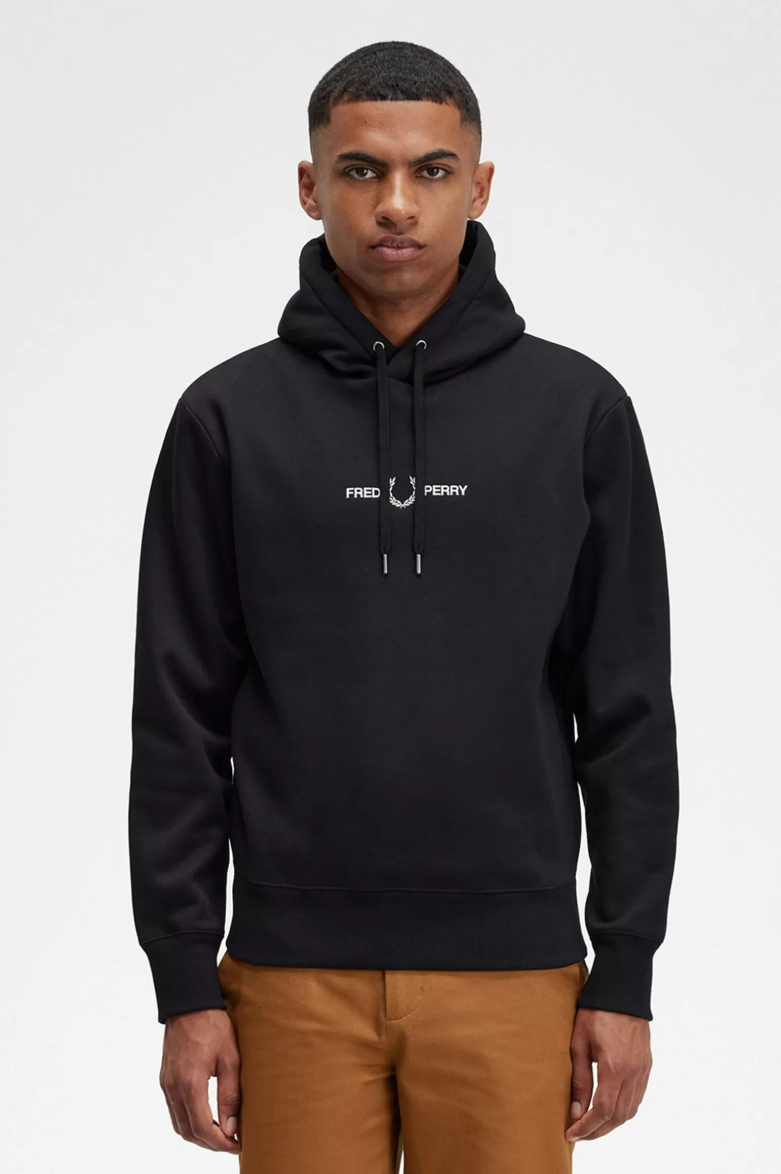 Sweatshirts^Fred Perry Besticktes Kapuzensweatshirt Schwarz