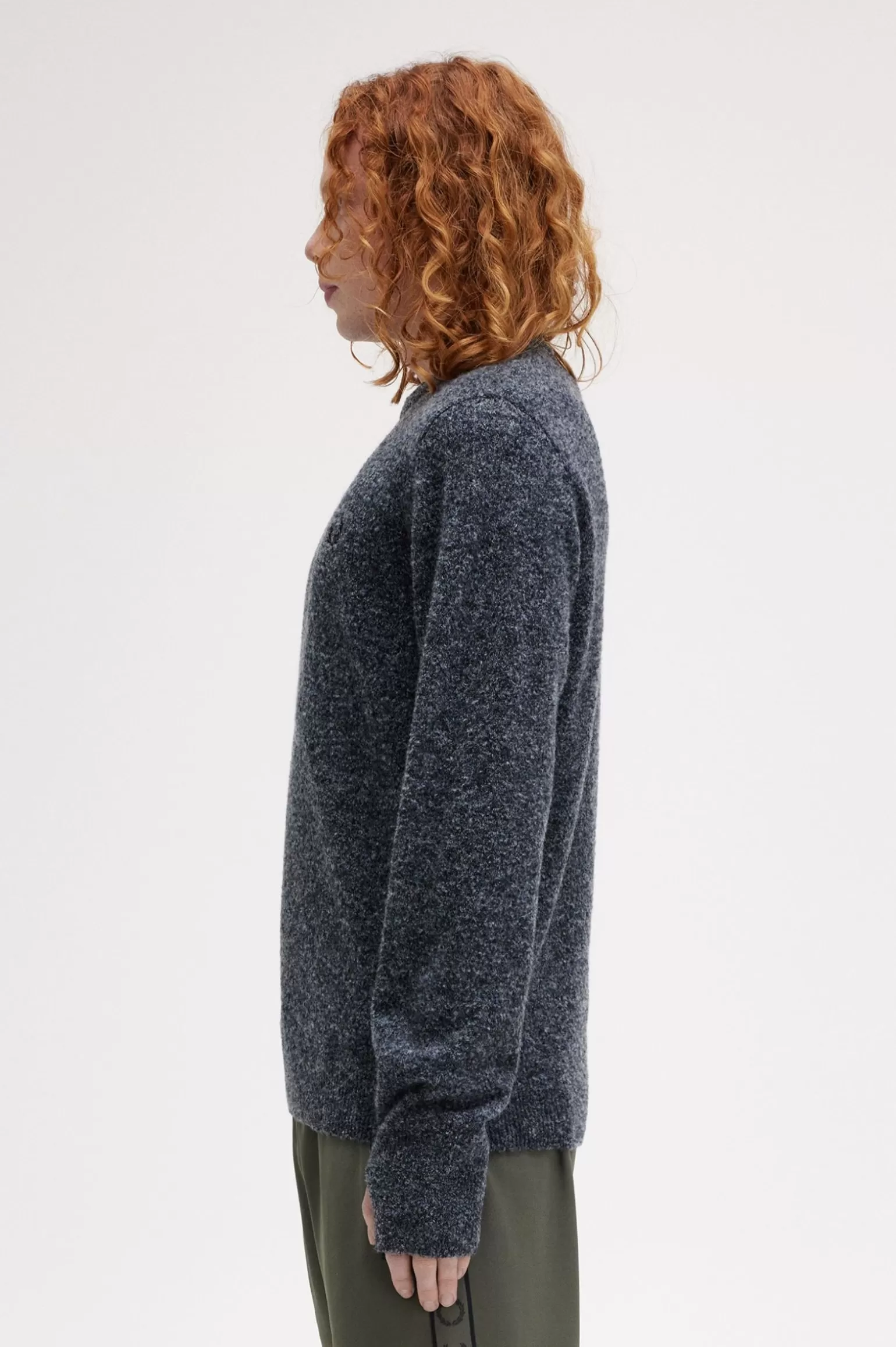 Knitwear^Fred Perry Bouclé-Pullover Mit Rundhalsausschnitt Marineblau / Helles Eis