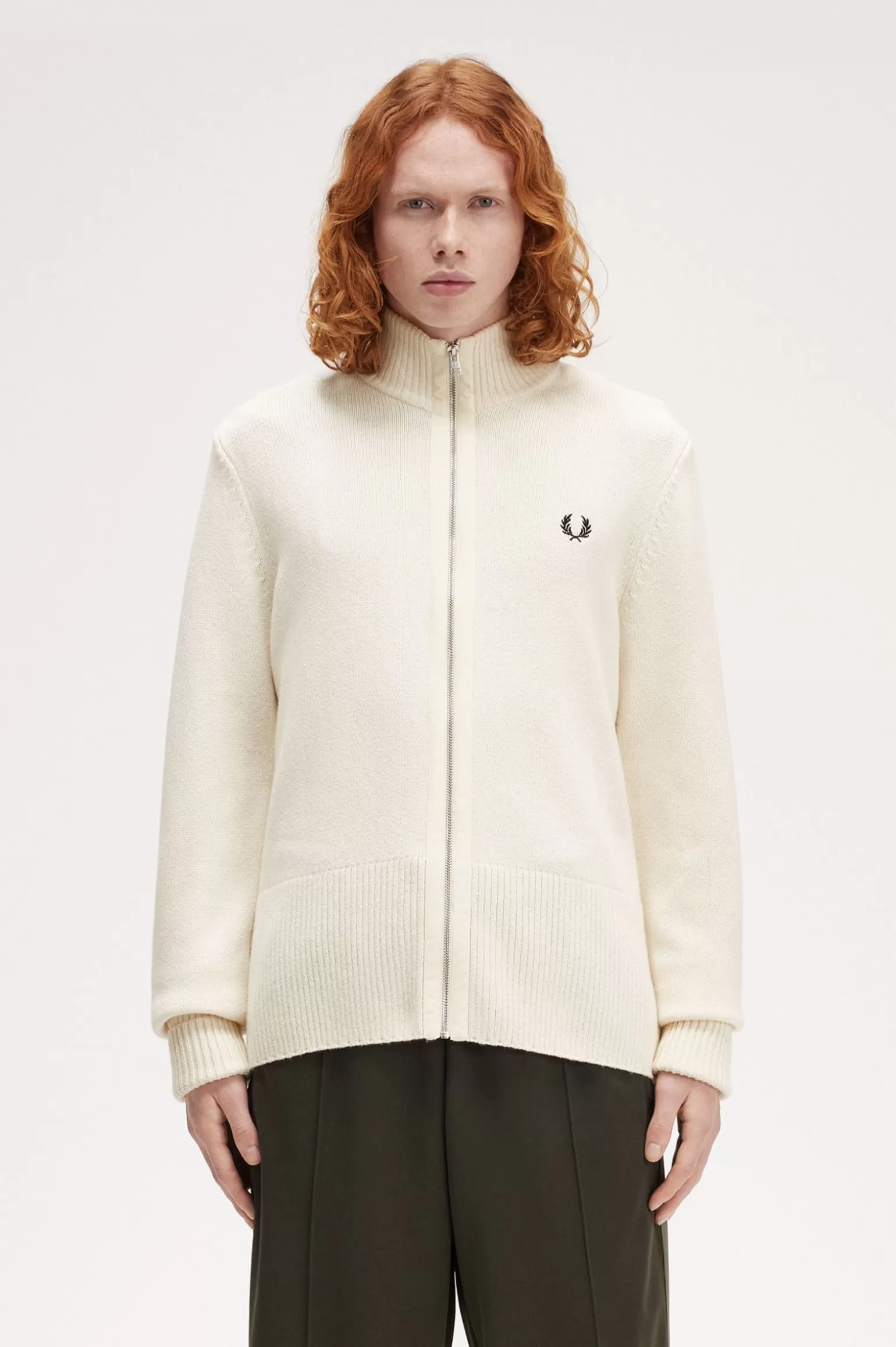 Knitwear^Fred Perry Cardigan Mit Grober Rippung Ecru