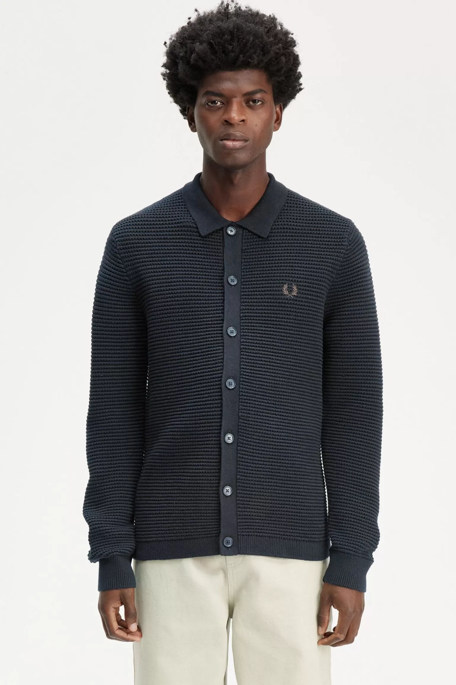 Knitwear^Fred Perry Cardigan Mit Pointelle-Design Marineblau