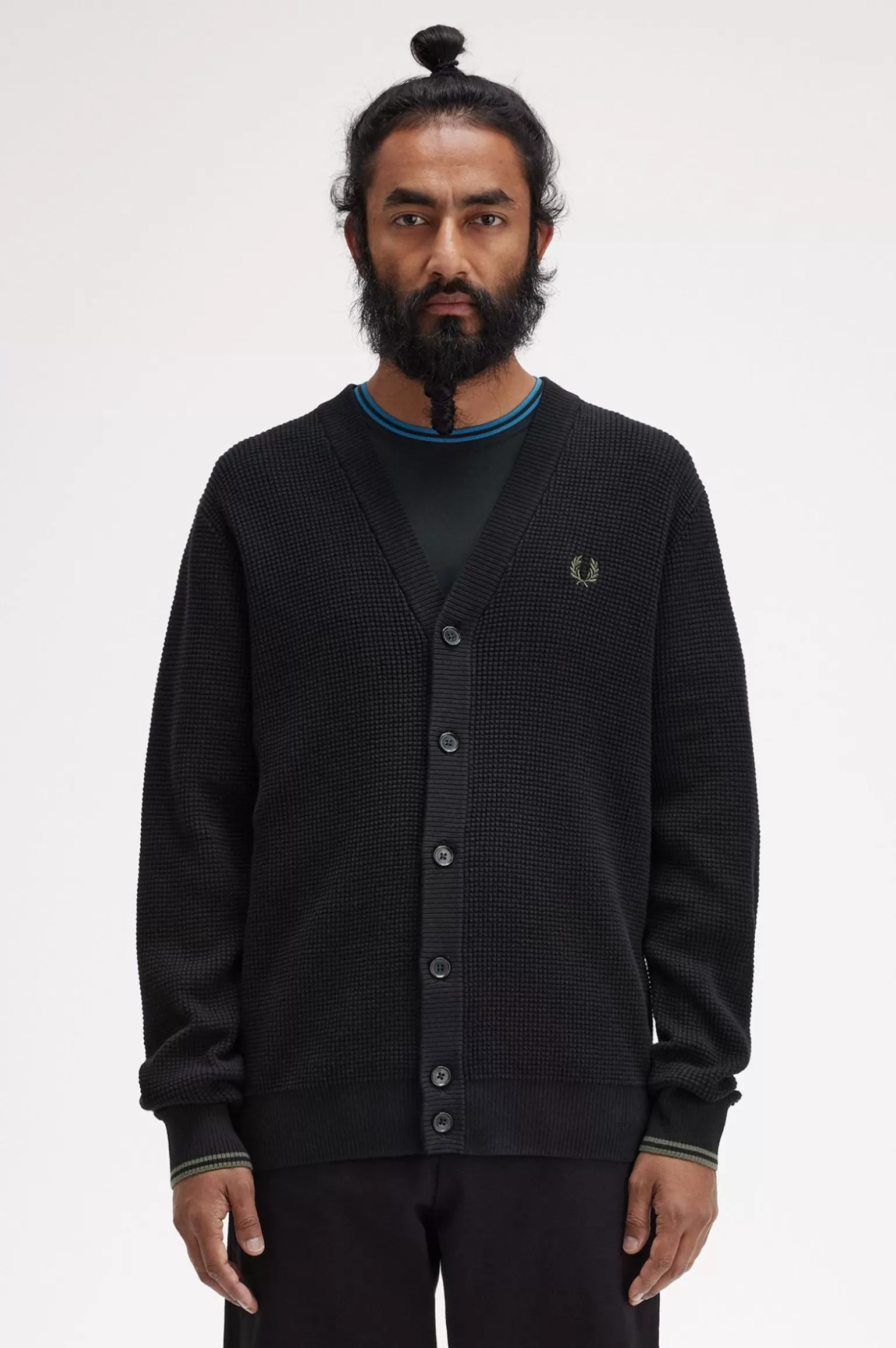 Knitwear^Fred Perry Cardigan Mit Waffelstruktur Schwarz