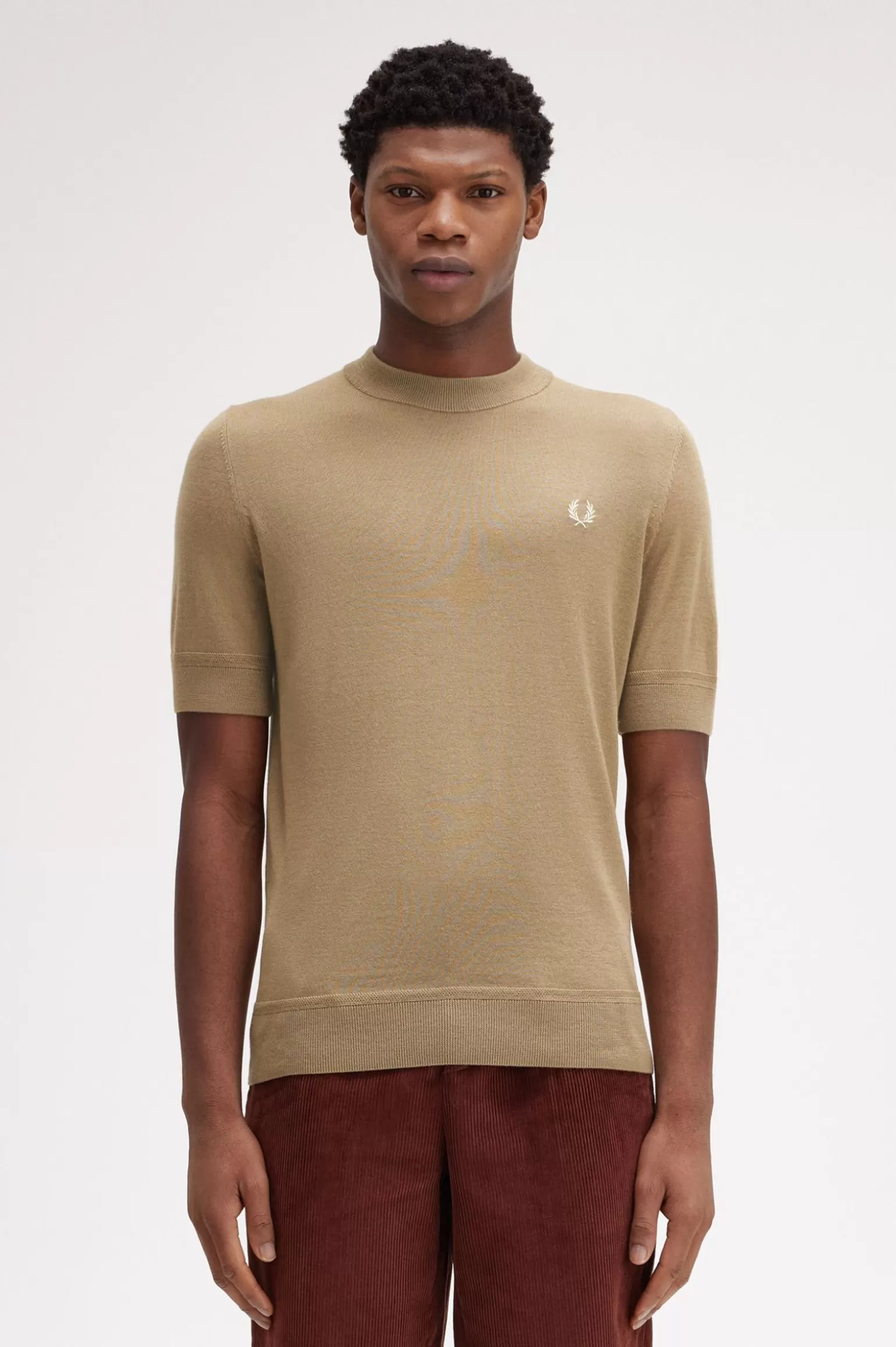 Knitwear^Fred Perry Feinstrick-T-Shirt Warmes Steingrau