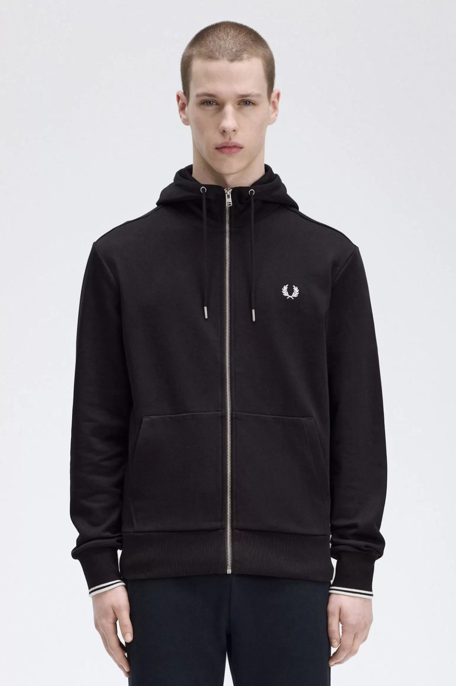 Sweatshirts^Fred Perry Kapuzenjacke Mit Durchgehendem Reißverschluss Schwarz