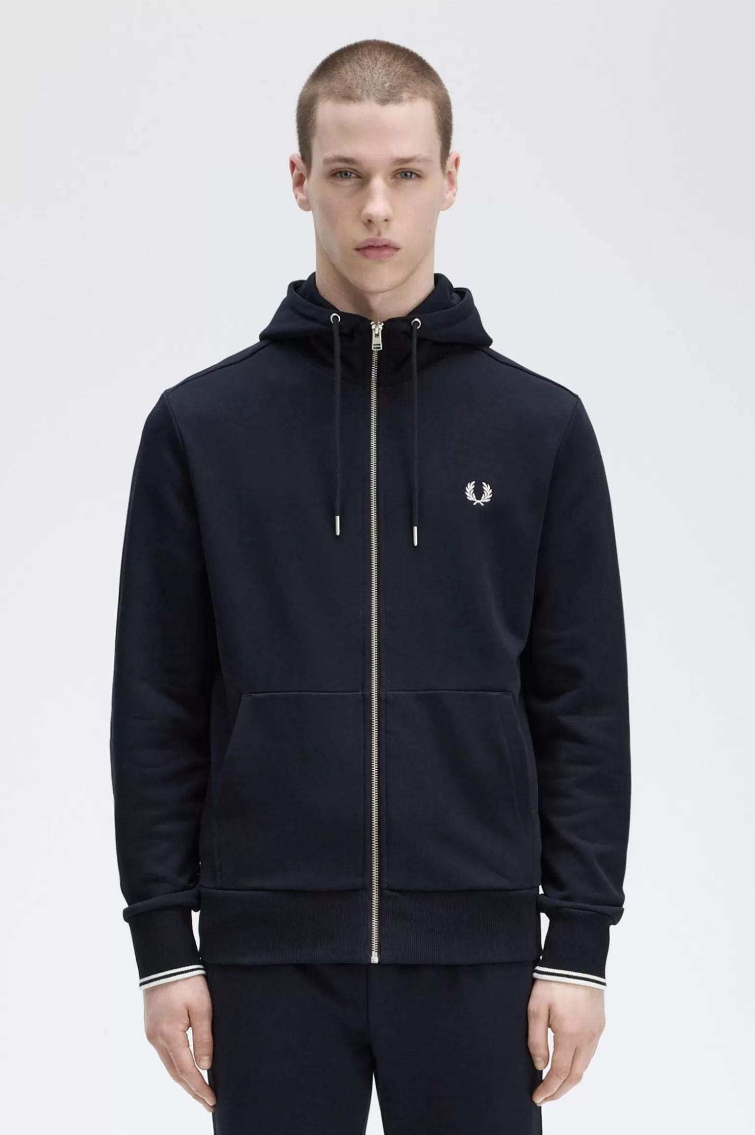 Sweatshirts^Fred Perry Kapuzenjacke Mit Durchgehendem Reißverschluss Marineblau