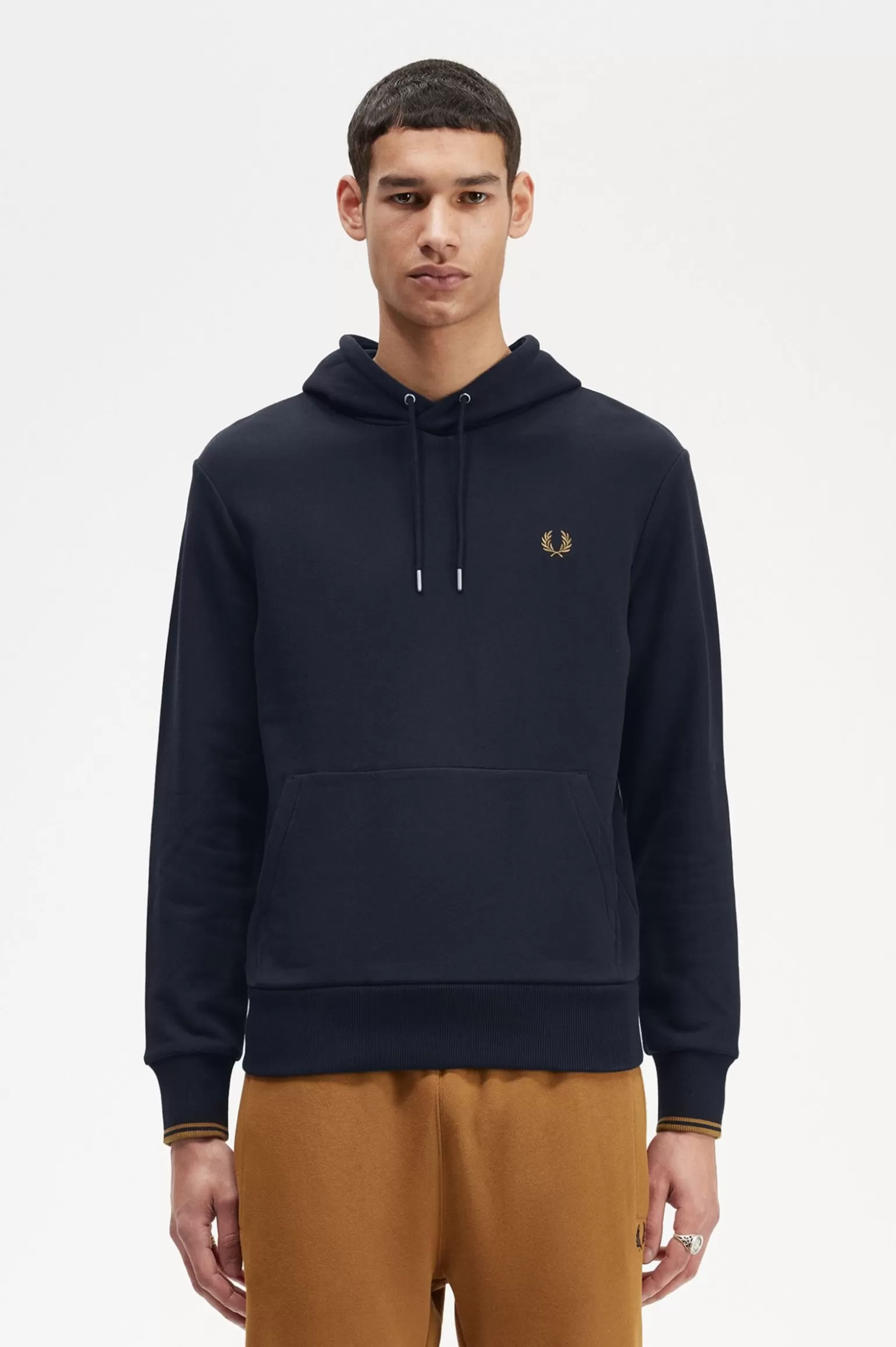 Sweatshirts^Fred Perry Kapuzensweatshirt Mit Streifen Marineblau / Dunkel Karamell