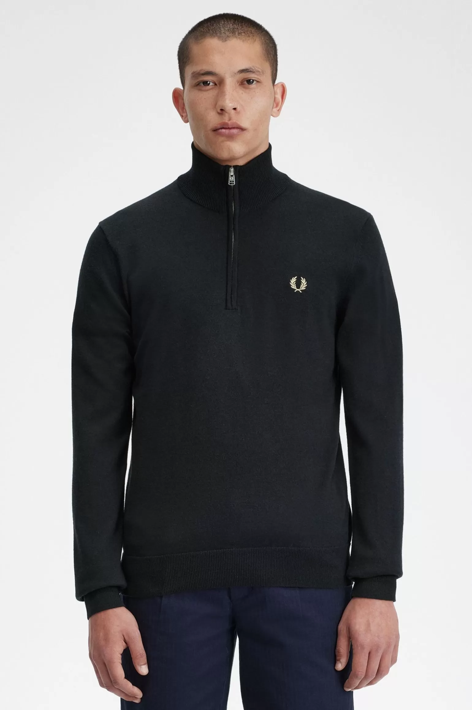 Knitwear^Fred Perry Klassischer Pullover Mit Halblangem Reißverschluss Schwarz