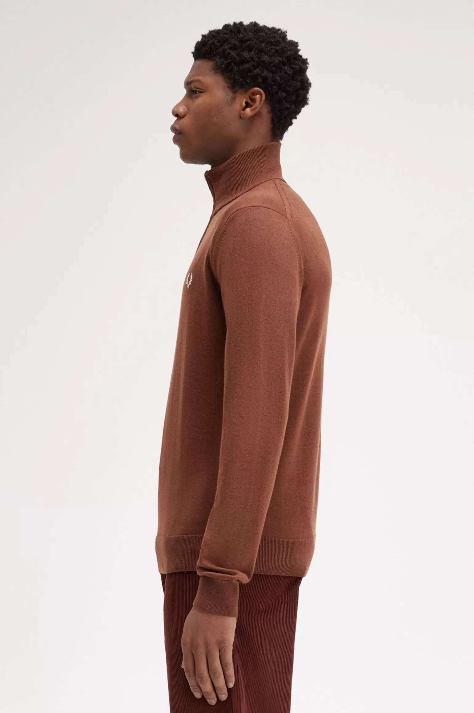 Knitwear^Fred Perry Klassischer Pullover Mit Halblangem Reißverschluss Whiskybraun