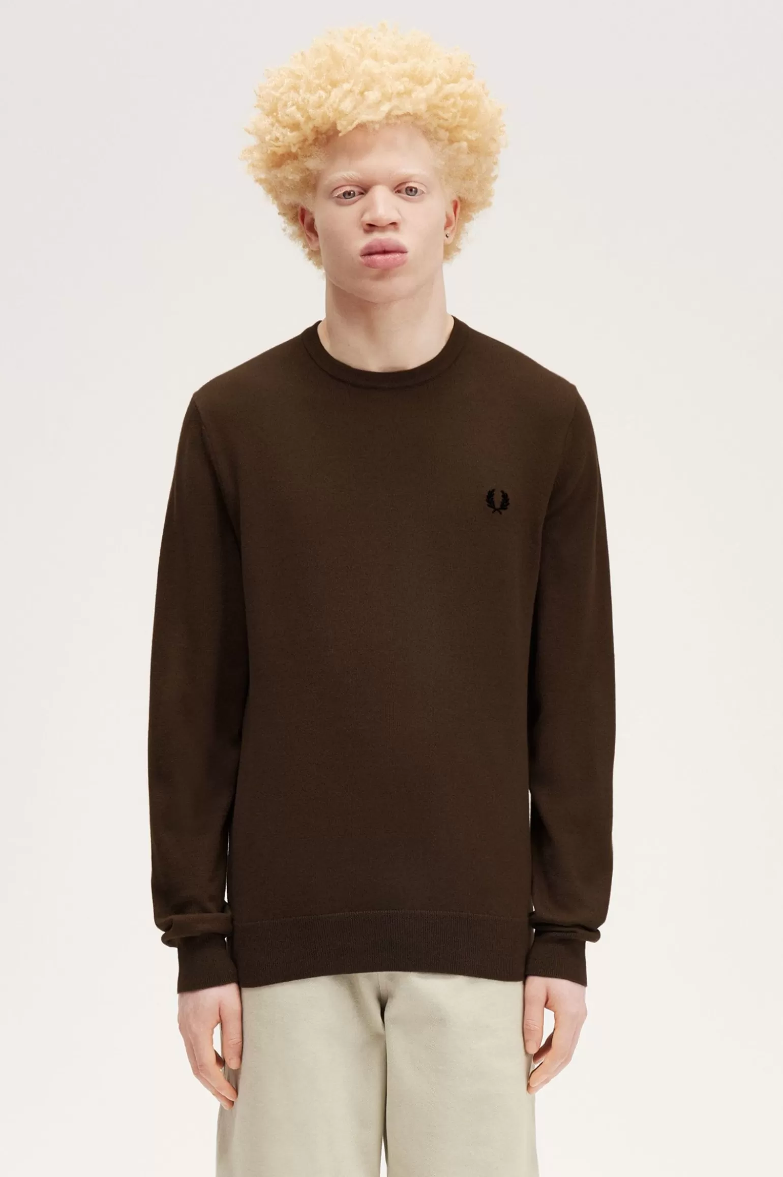 Knitwear^Fred Perry Klassischer Rundhalspullover Gebrannter Tabak