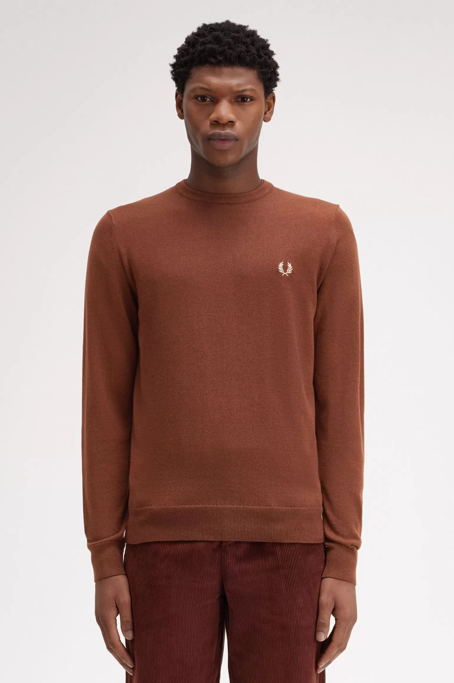 Knitwear^Fred Perry Klassischer Rundhalspullover Whiskybraun