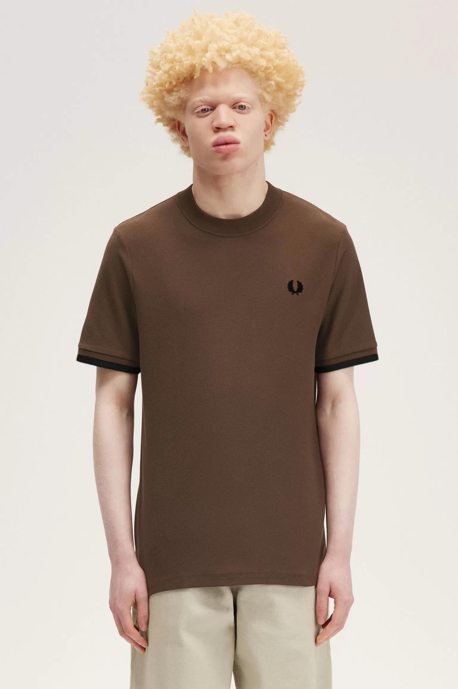 T-Shirts^Fred Perry Poloshirt Aus Piqué Mit Streifen An Den Ärmelbündchen Gebrannter Tabak