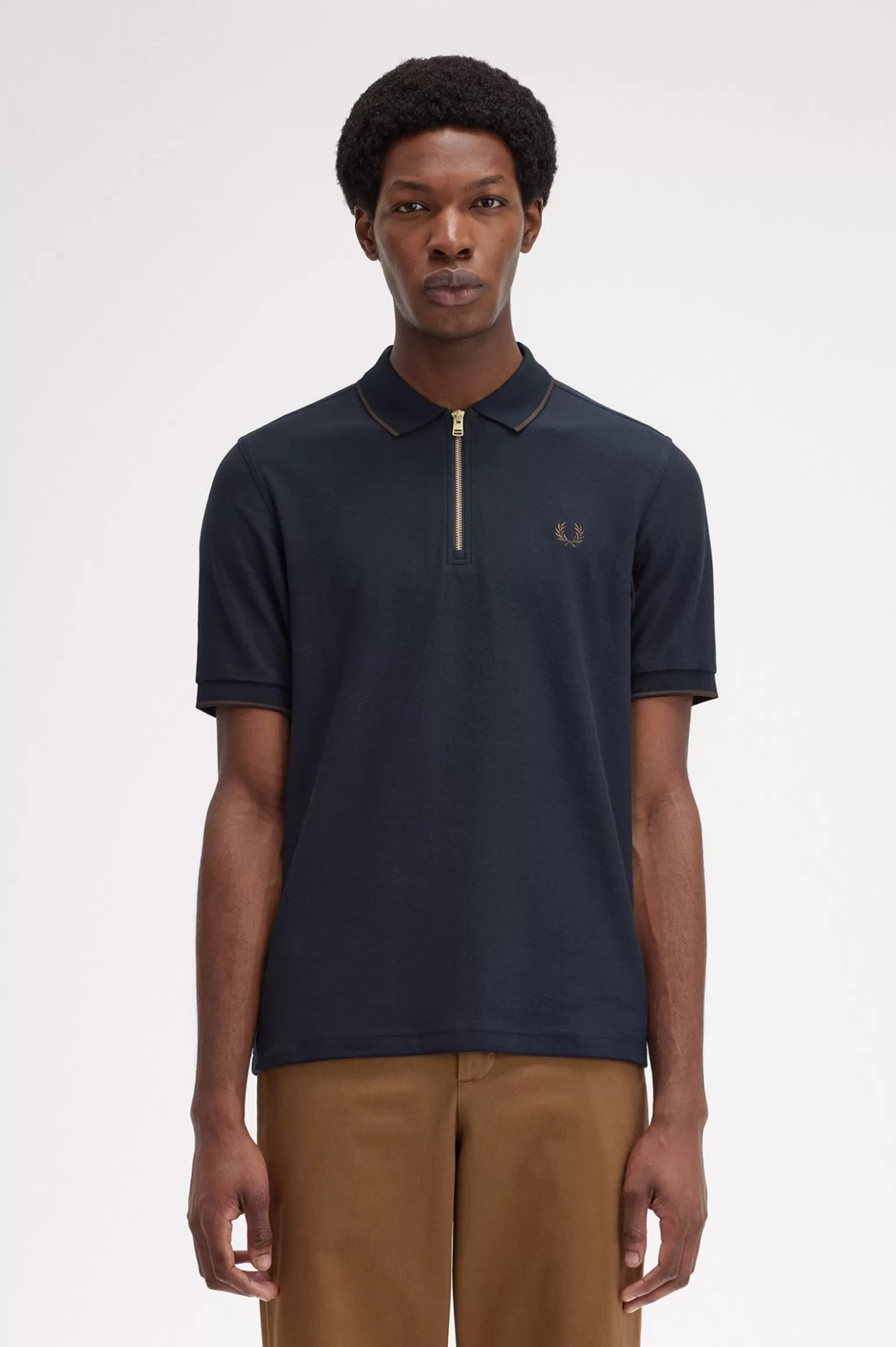 Poloshirts^Fred Perry Poloshirt Aus Piqué-Krepp Mit Reißverschluss Marineblau