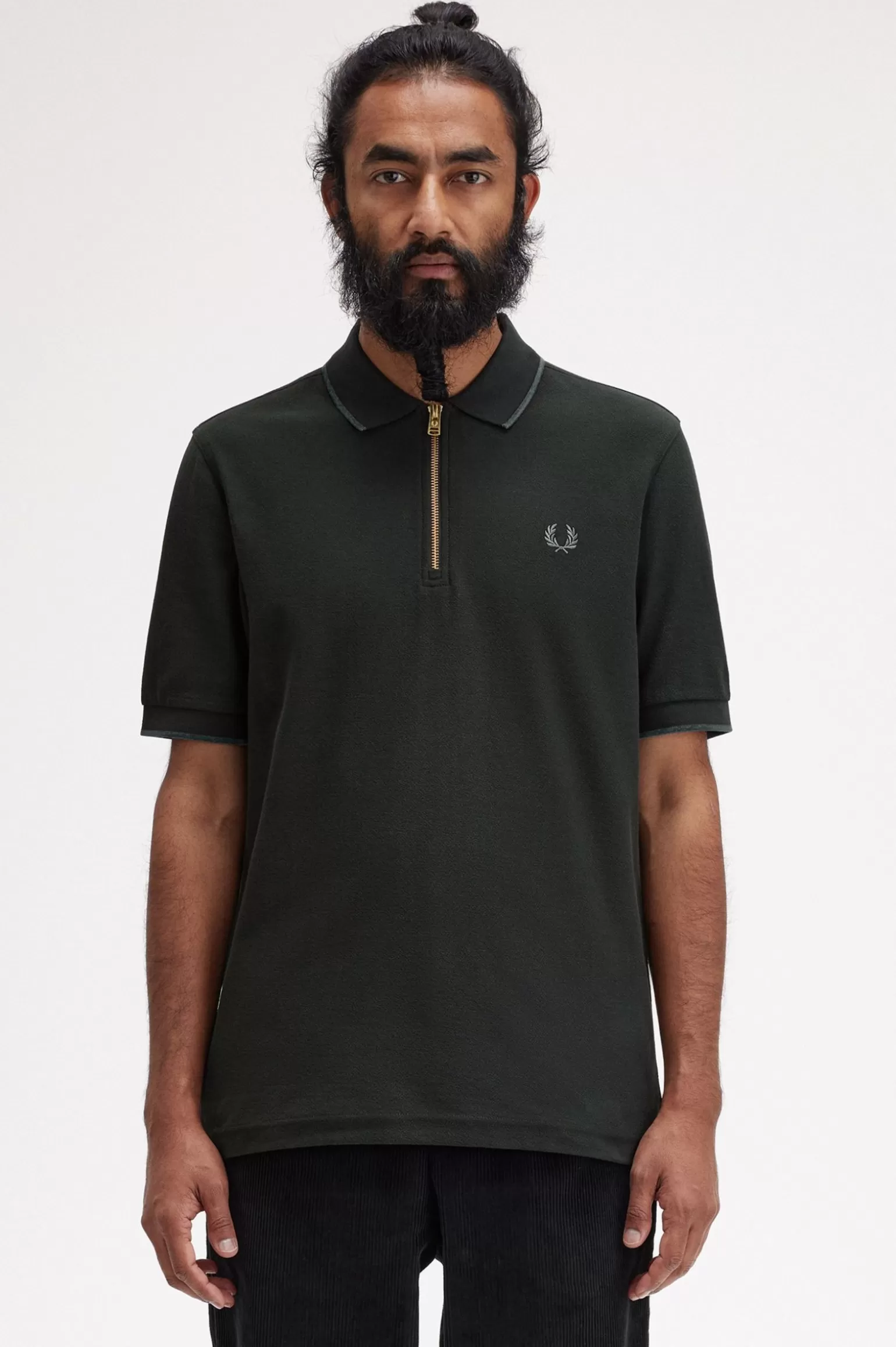 Poloshirts^Fred Perry Poloshirt Aus Piqué-Krepp Mit Reißverschluss Nachtgrün