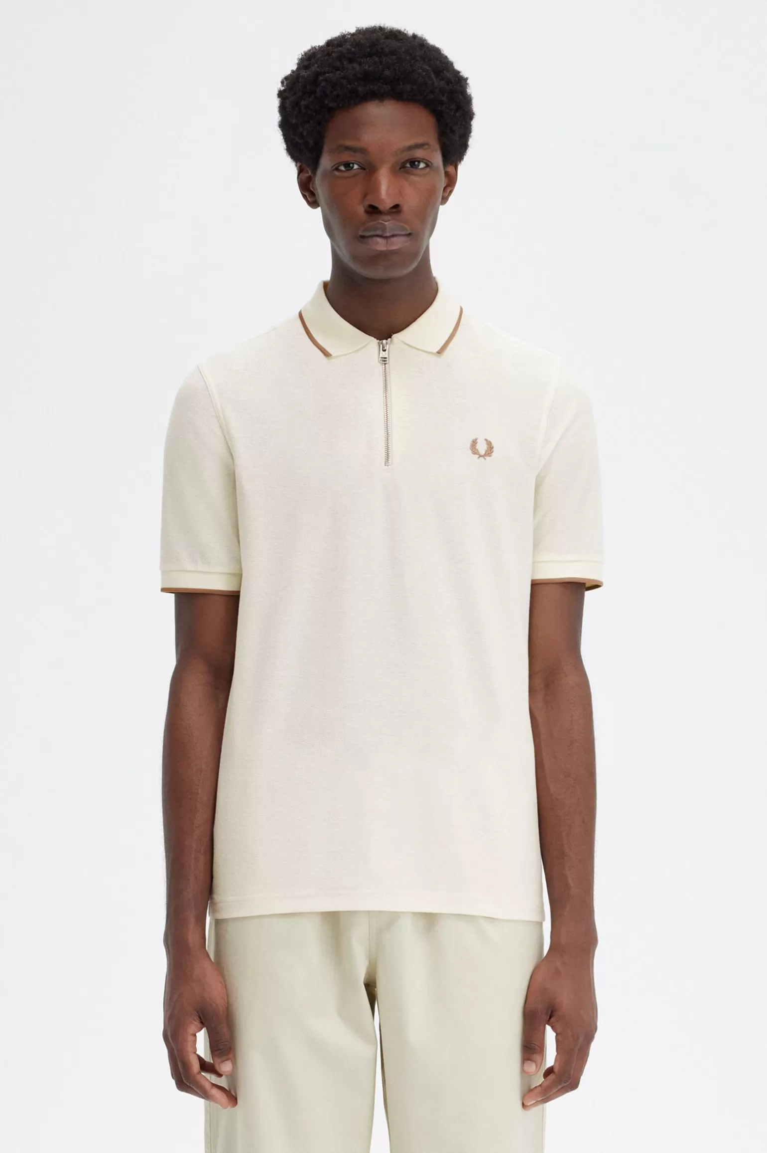 Poloshirts^Fred Perry Poloshirt Aus Piqué-Krepp Mit Reißverschluss Ecru