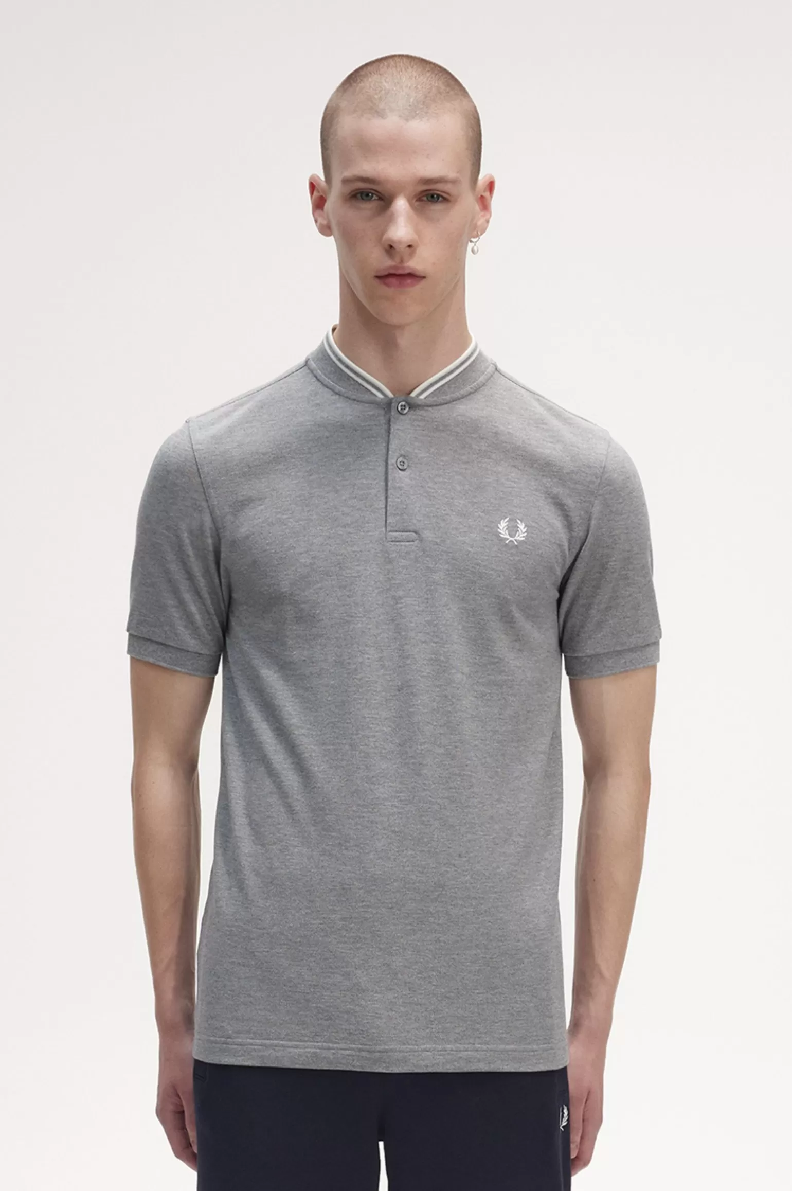 Poloshirts^Fred Perry Poloshirt Mit Bomberjacken-Ausschnitt Meliertes Stahlgrau