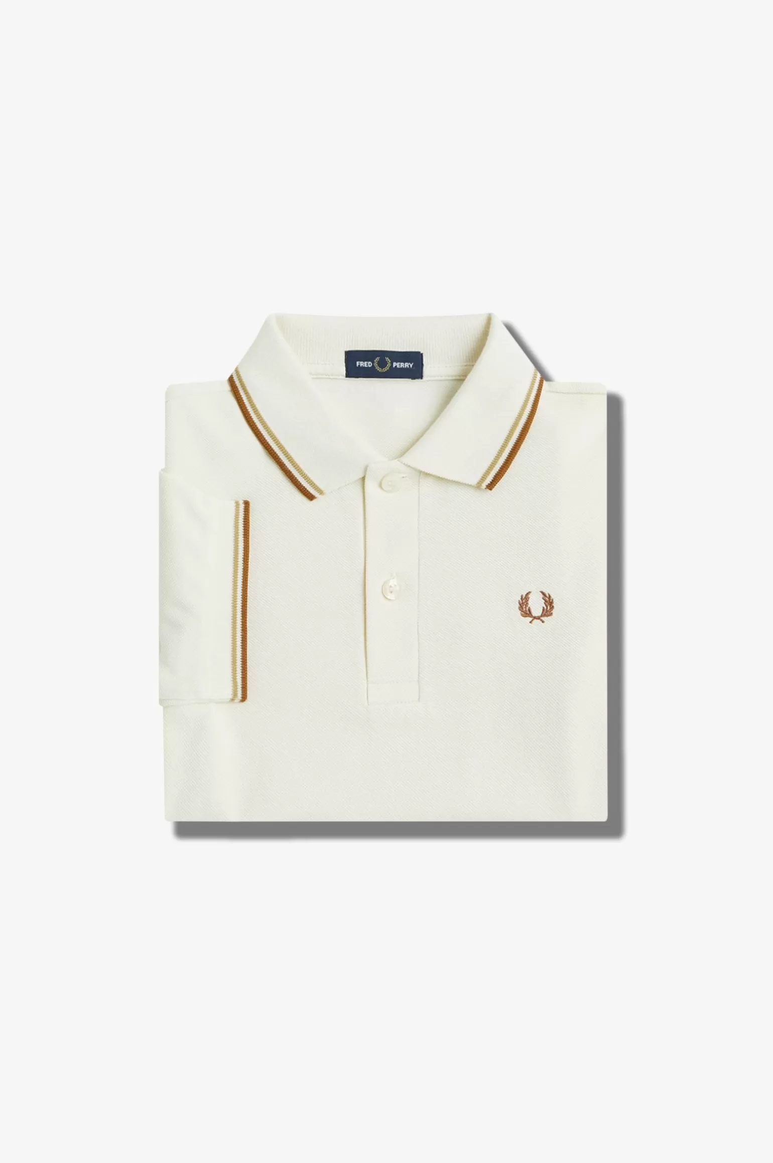 Kinder^Fred Perry Poloshirt Von Mit Doppelstreifen Für Kinder Ecru / Honigwabe / Orange