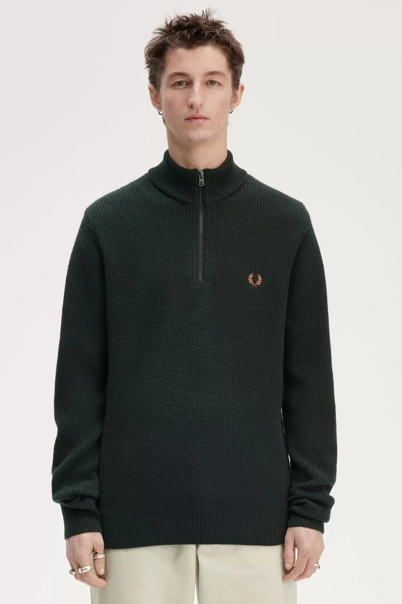 Knitwear^Fred Perry Pullover Mit Halbreißverschluss Nachtgrün