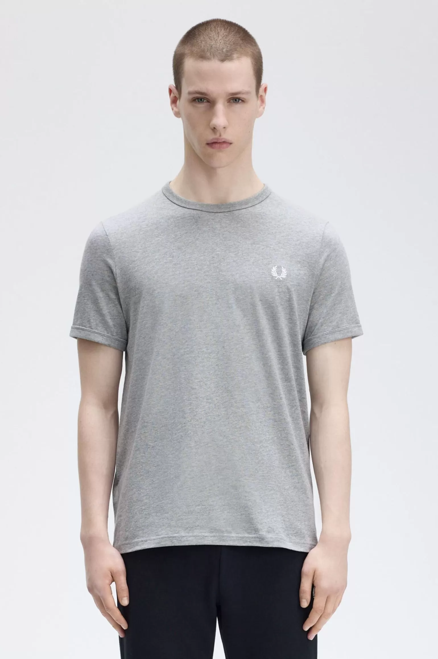 T-Shirts^Fred Perry Ringer-T-Shirt Meliertes Stahlgrau