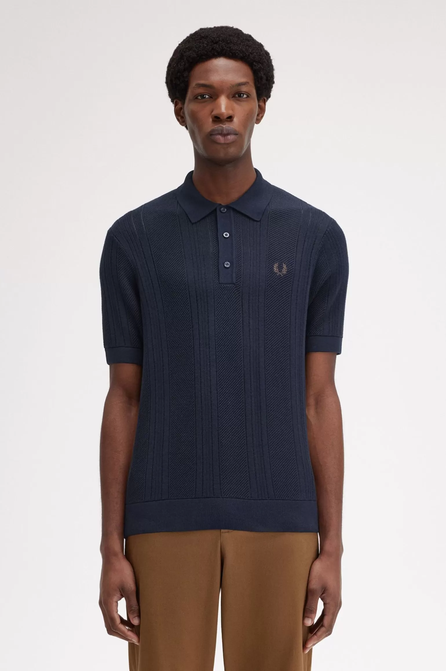 Knitwear^Fred Perry Strickhemd Mit Pointelle-Einsatz Marineblau