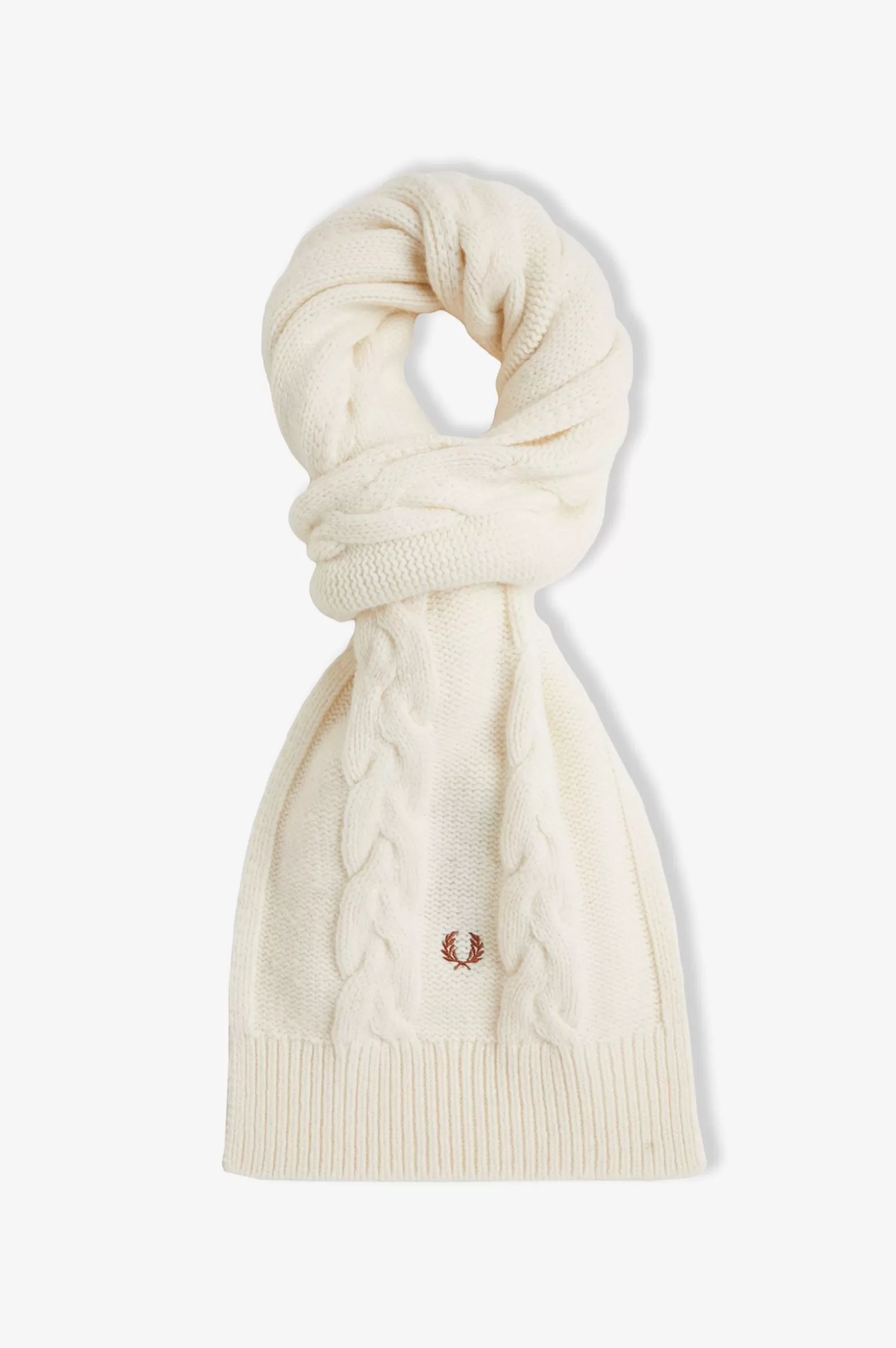 Accessoires | Accessoires^Fred Perry Strickschal Mit Zopfmuster Aus Lammwolle Ecru