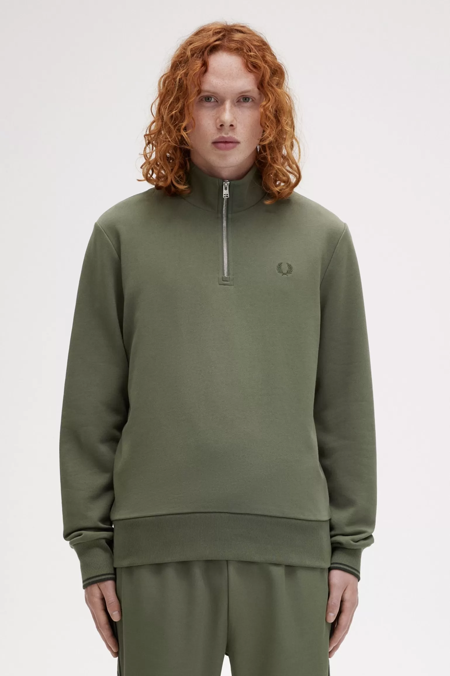 Sweatshirts^Fred Perry Sweatshirt Mit Halblangem Reißverschluss Lorbeerkranz-Grün / Nachtgrün