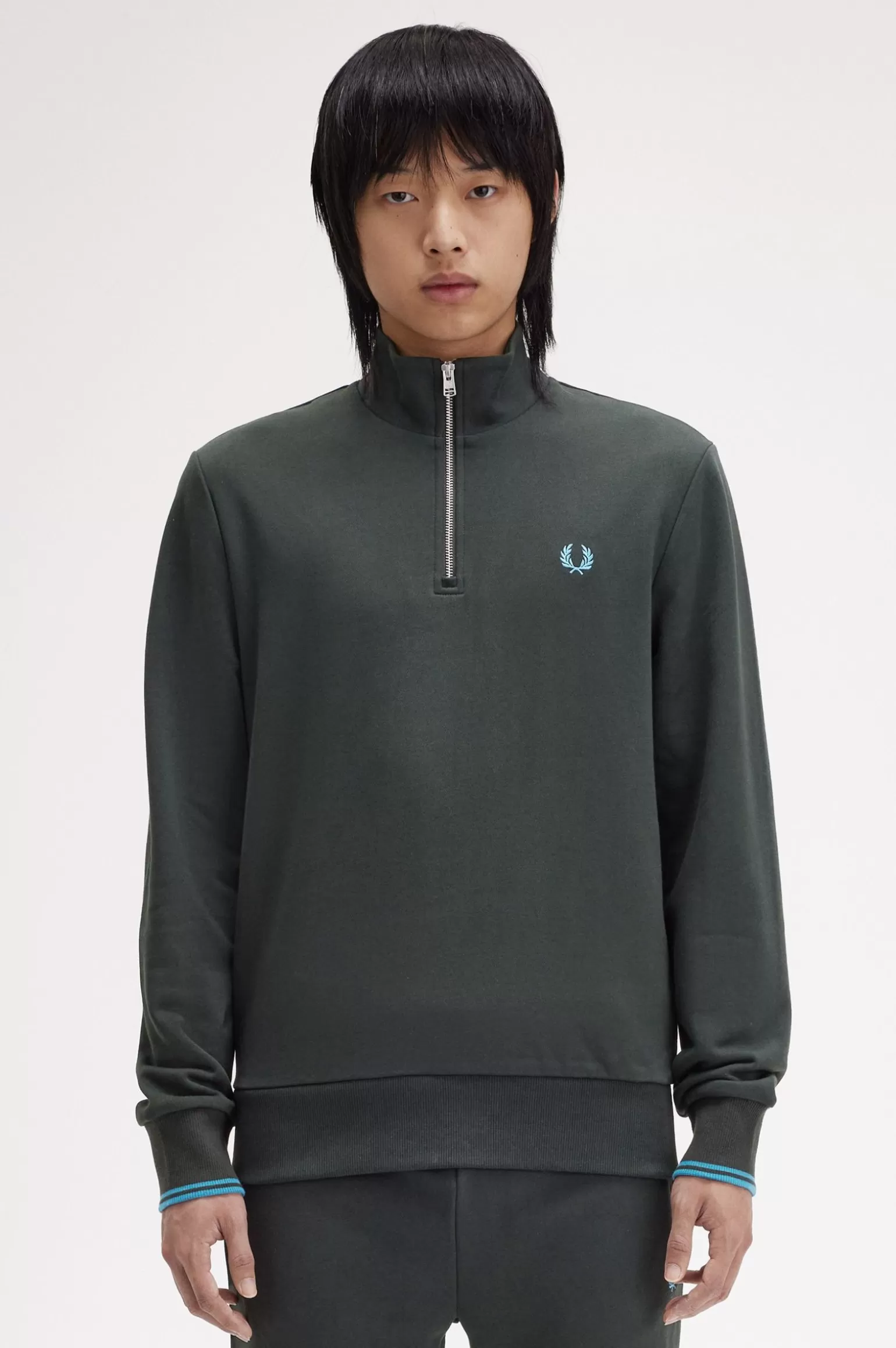 Sweatshirts | Trainingsanzüge^Fred Perry Sweatshirt Mit Halblangem Reißverschluss Nachtgrün / Ozean