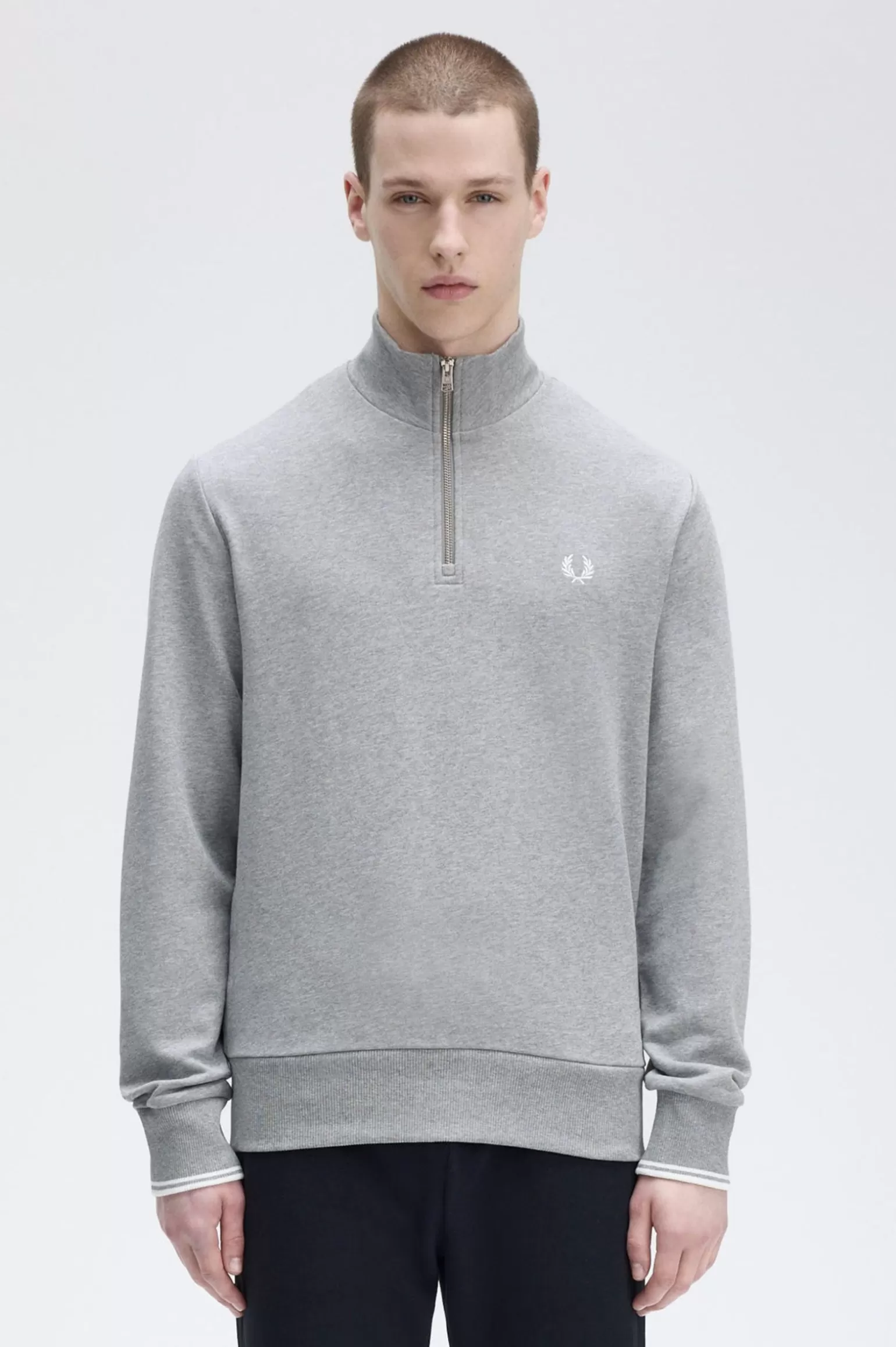 Sweatshirts^Fred Perry Sweatshirt Mit Halblangem Reißverschluss Meliertes Stahlgrau