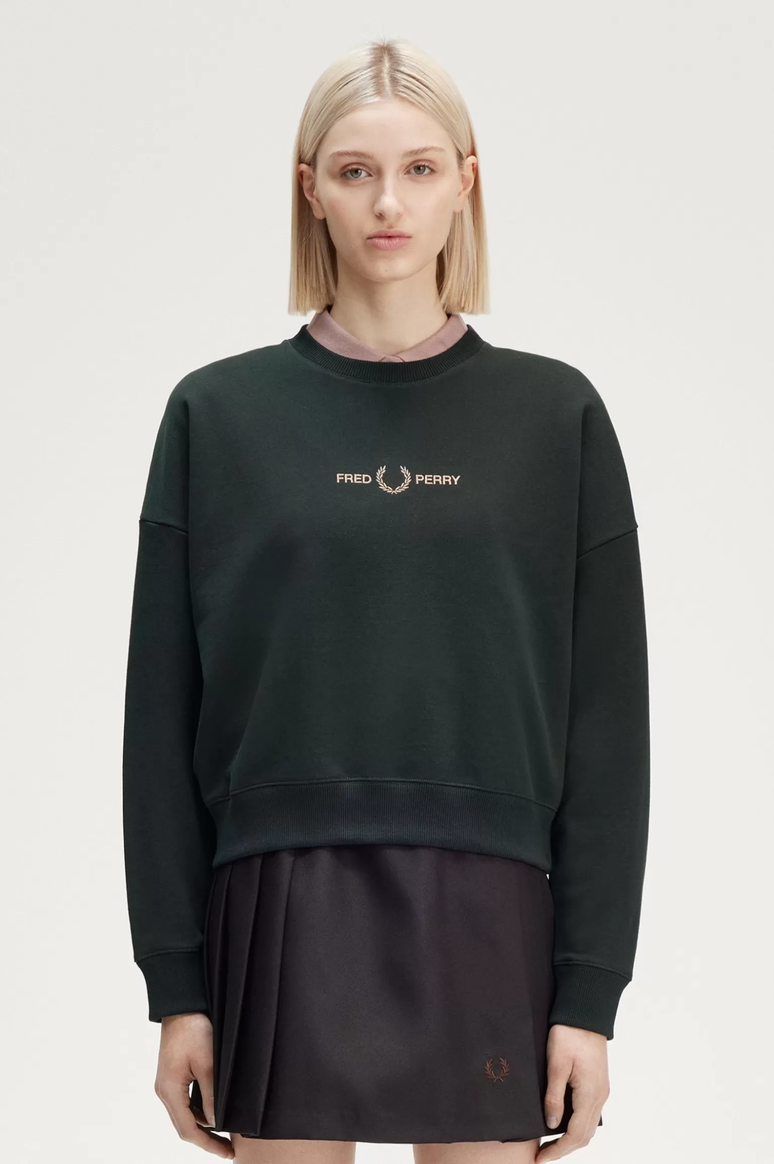 T-Shirts & Tops^Fred Perry Sweatshirt Mit Metallic-Logo Nachtgrün