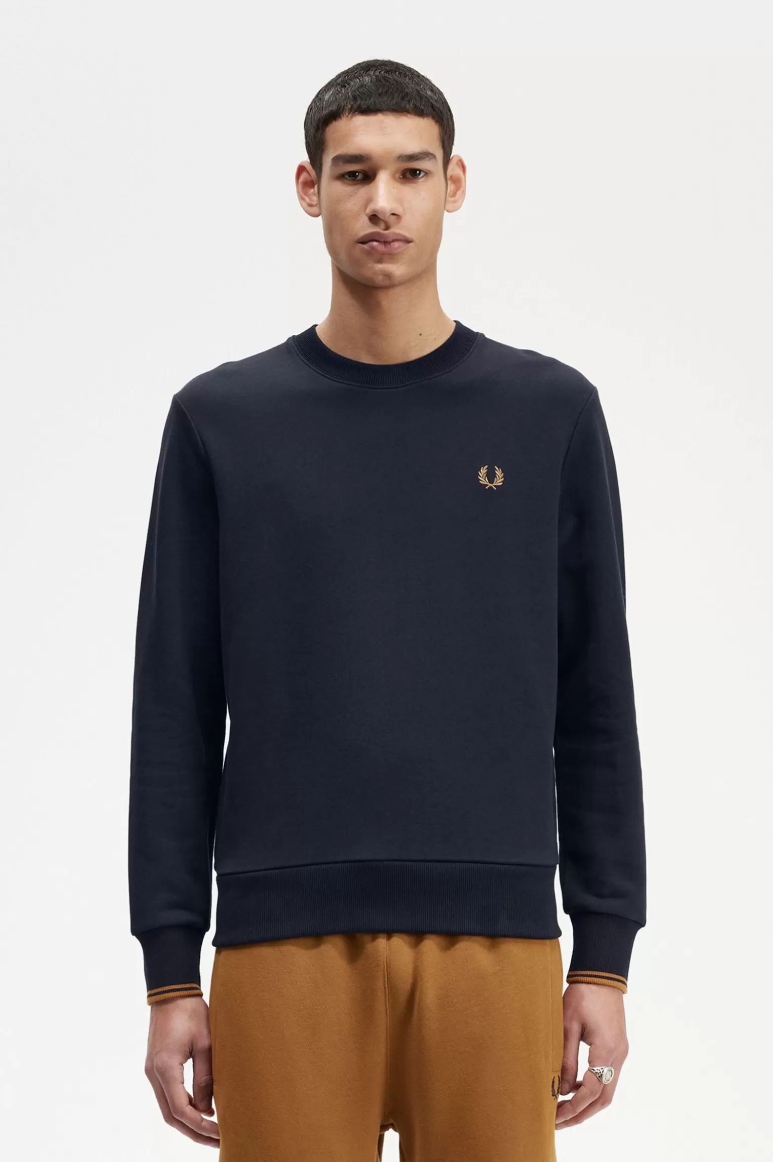 Sweatshirts^Fred Perry Sweatshirt Mit Rundhalsausschnitt Marineblau / Dunkel Karamell