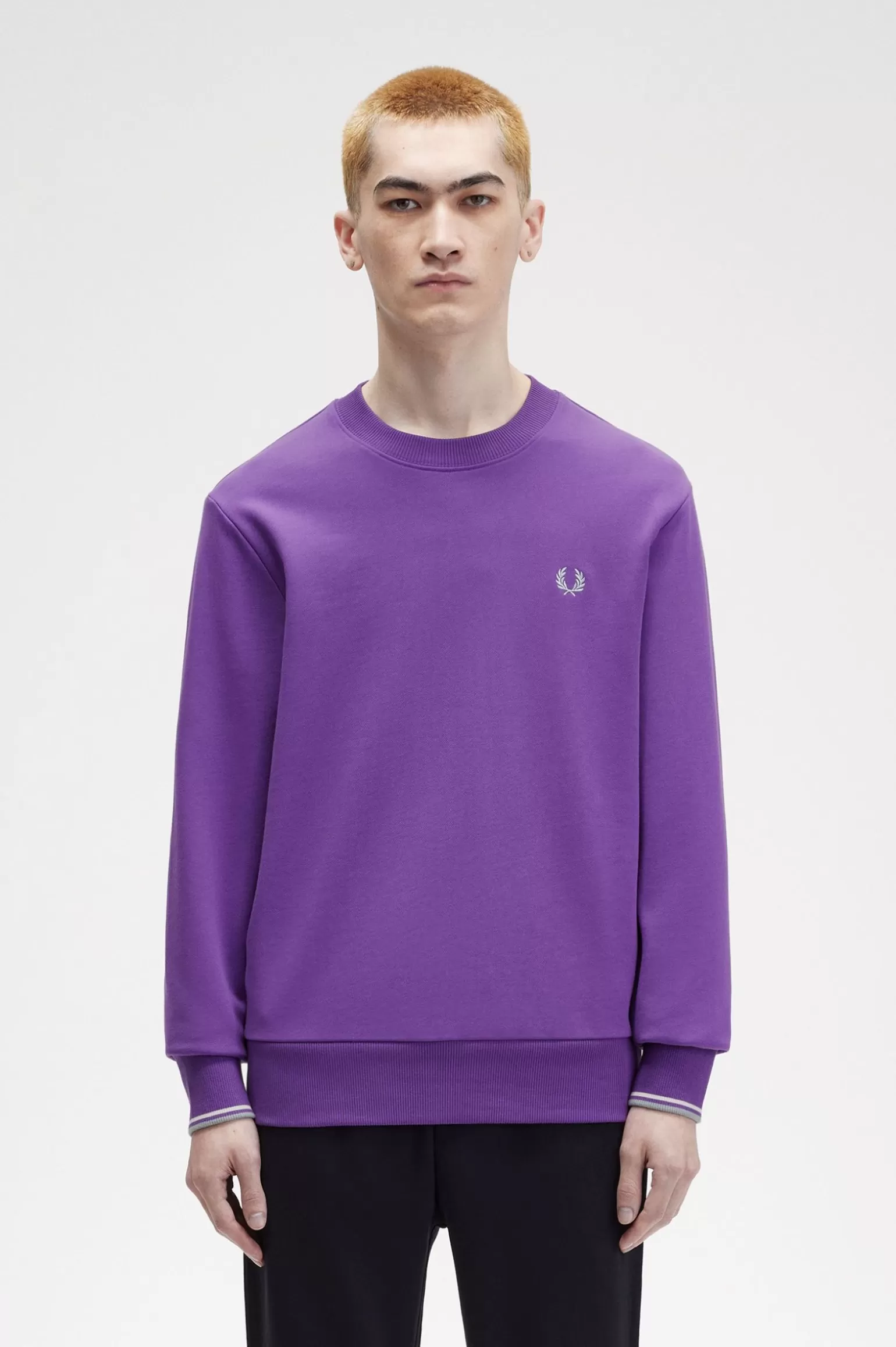 Sweatshirts^Fred Perry Sweatshirt Mit Rundhalsausschnitt Amethyst / Ecru / Silberblau