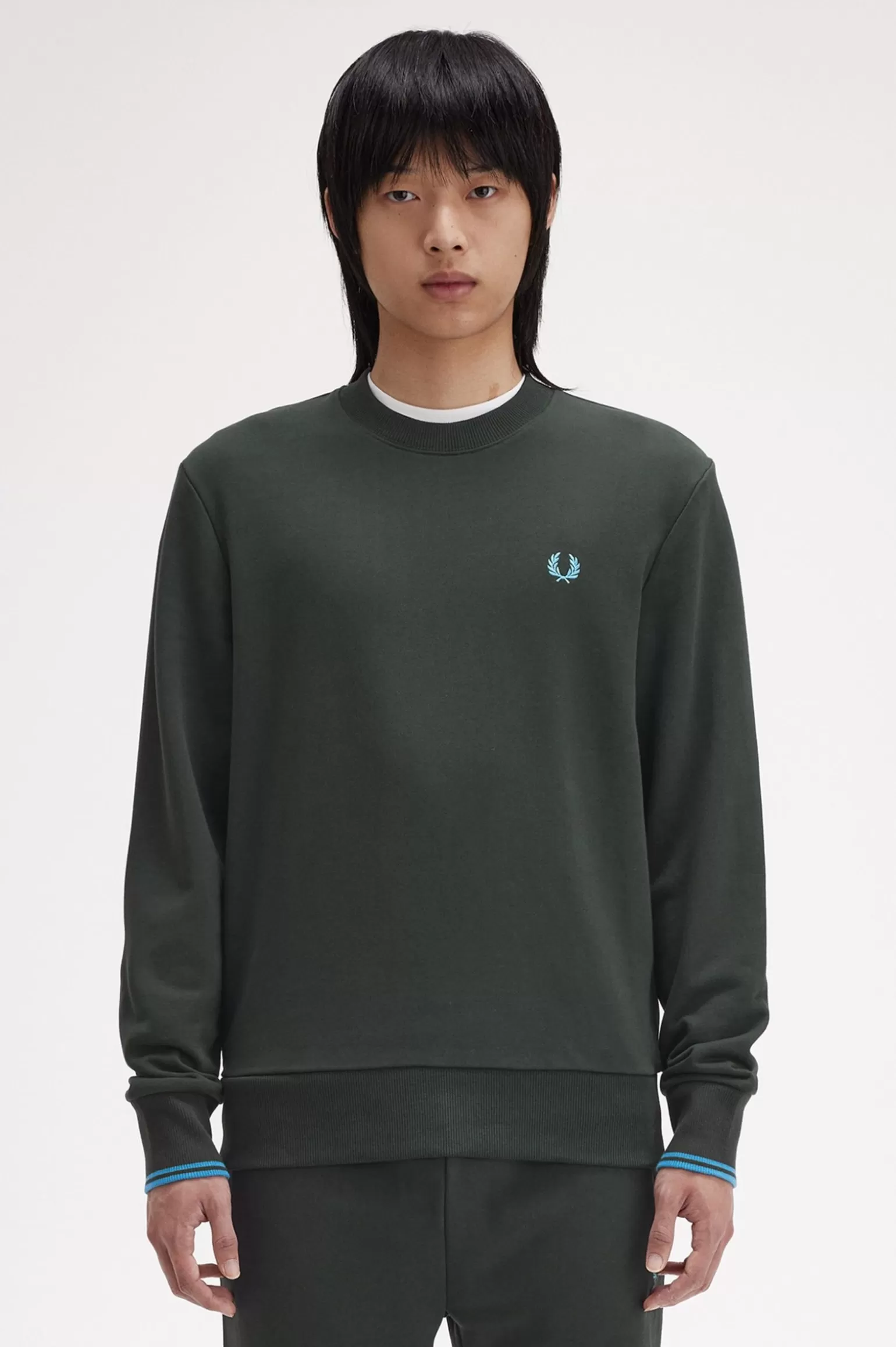 Sweatshirts | Trainingsanzüge^Fred Perry Sweatshirt Mit Rundhalsausschnitt Nachtgrün / Ozean