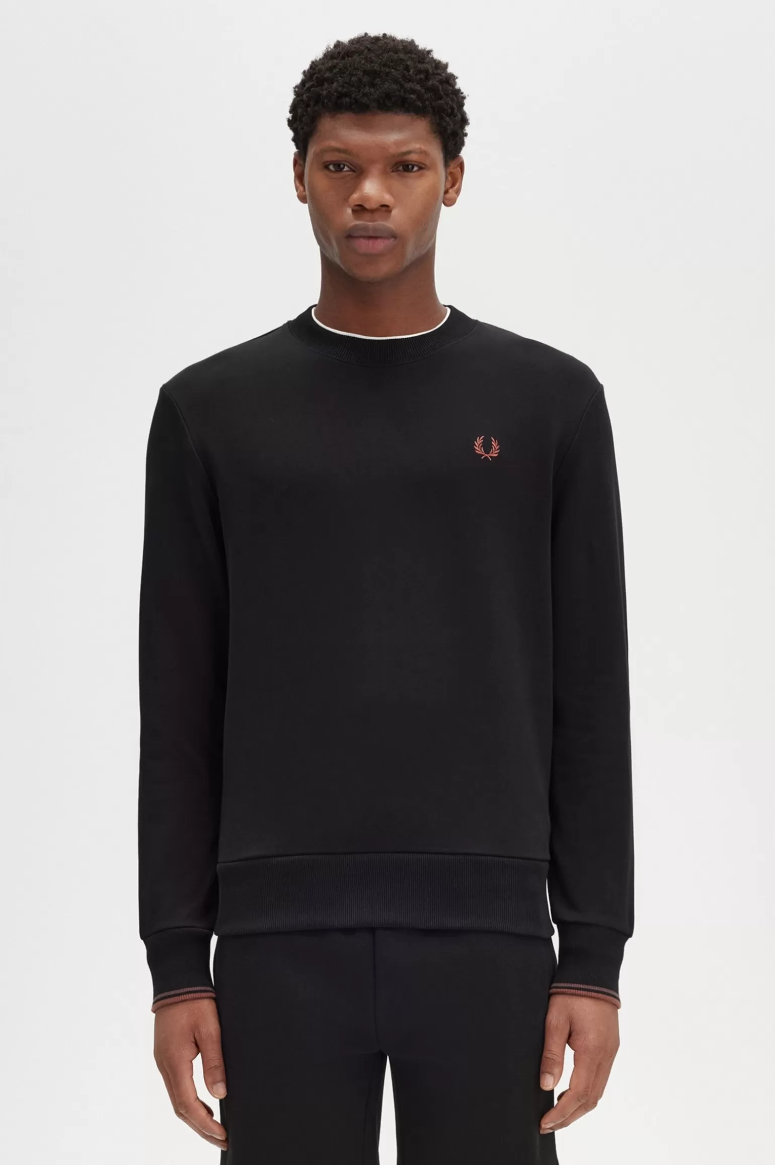 Sweatshirts | Trainingsanzüge^Fred Perry Sweatshirt Mit Rundhalsausschnitt Schwarz / Whiskybraun