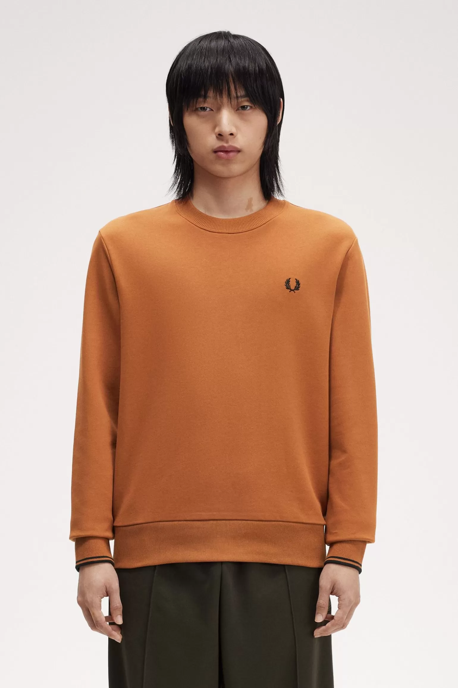 Sweatshirts^Fred Perry Sweatshirt Mit Rundhalsausschnitt Marmelade / Schwarz