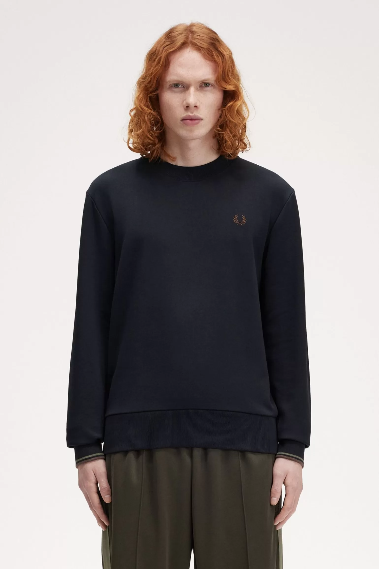 Sweatshirts^Fred Perry Sweatshirt Mit Rundhalsausschnitt Marineblau / Lorbeerkranzgrün / Carrington Brick