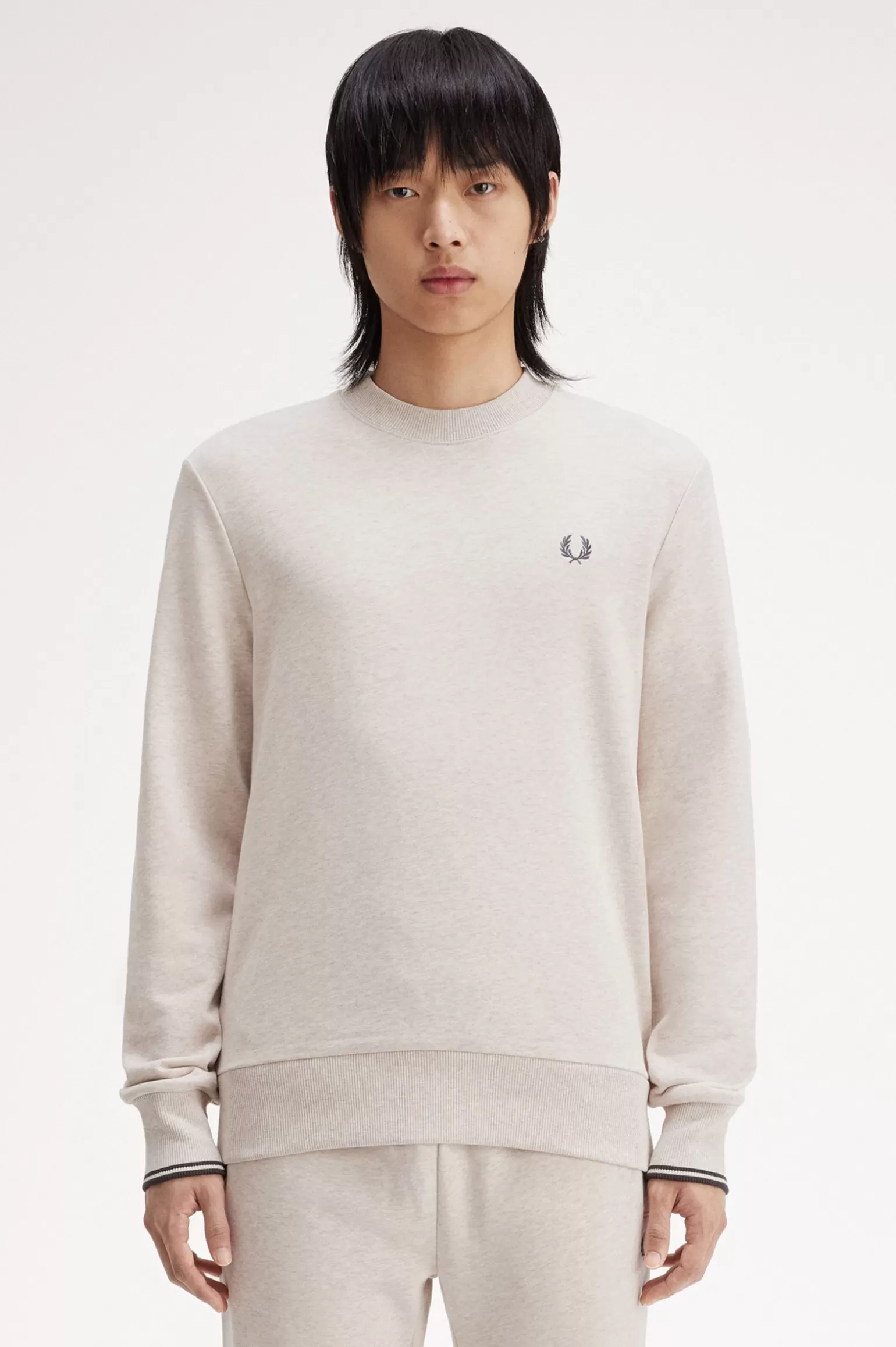 Trainingsanzüge | Sweatshirts^Fred Perry Sweatshirt Mit Rundhalsausschnitt Porridge Meliert / Ankergrau