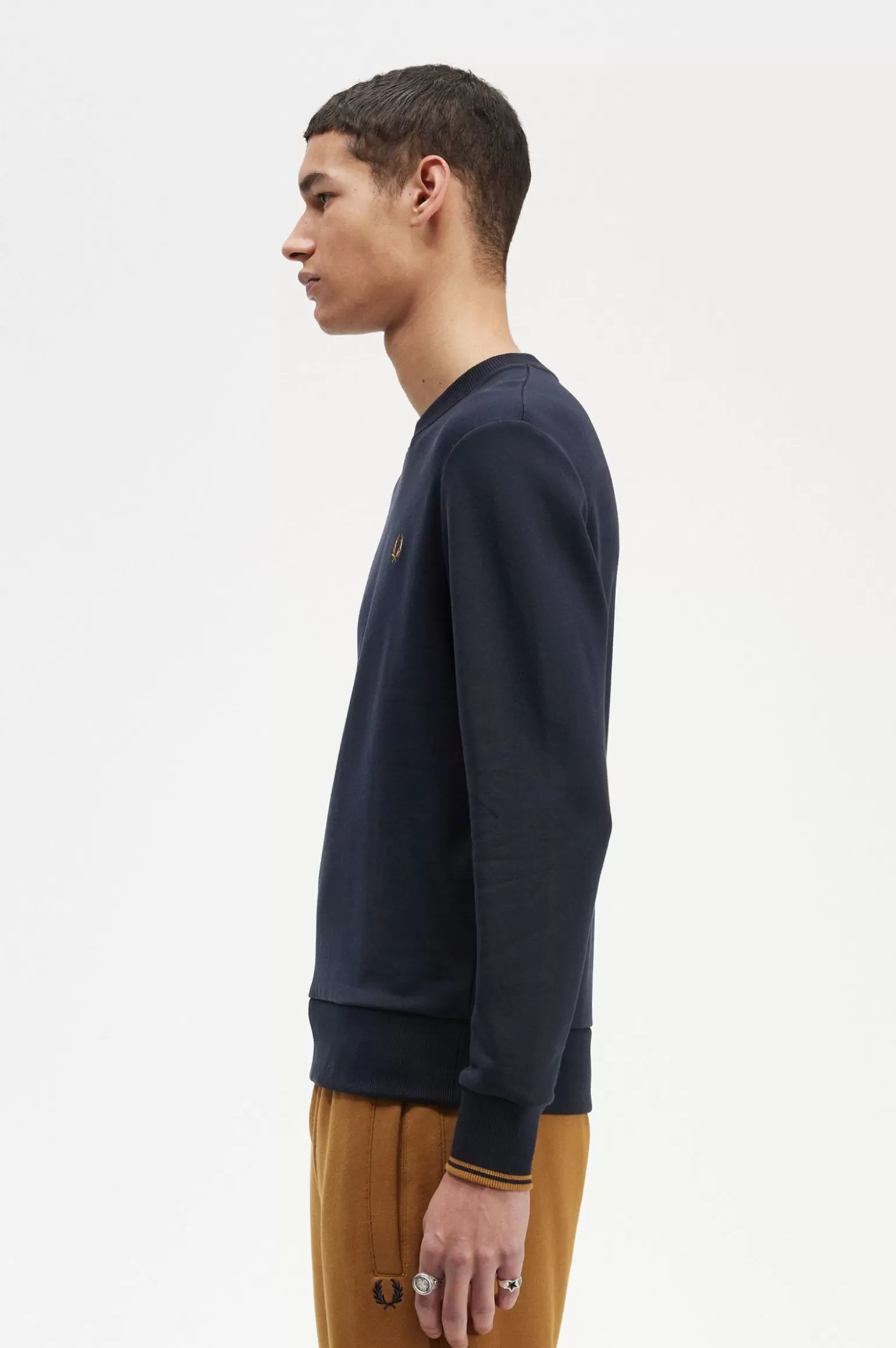 Sweatshirts^Fred Perry Sweatshirt Mit Rundhalsausschnitt Marineblau / Dunkel Karamell