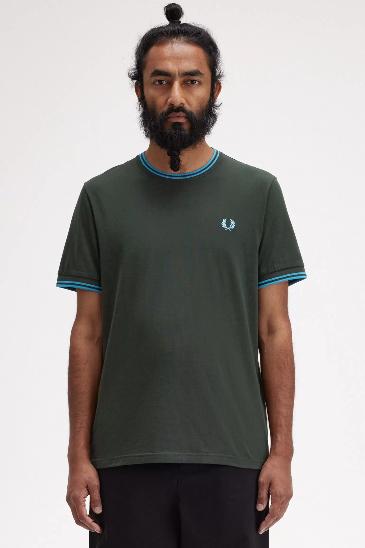 T-Shirts^Fred Perry T-Shirt Mit Doppelstreifen Nachtgrün / Ozean