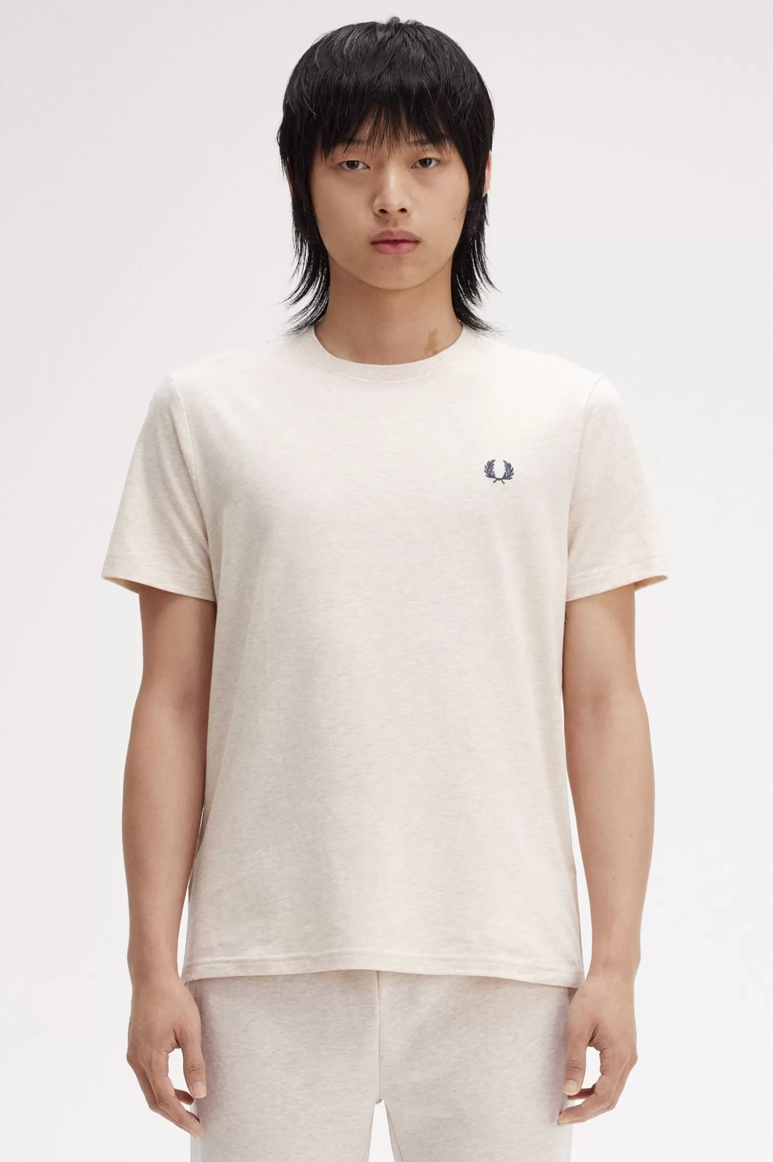 T-Shirts^Fred Perry T-Shirt Mit Rundhalsausschnitt Porridge Meliert / Ankergrau